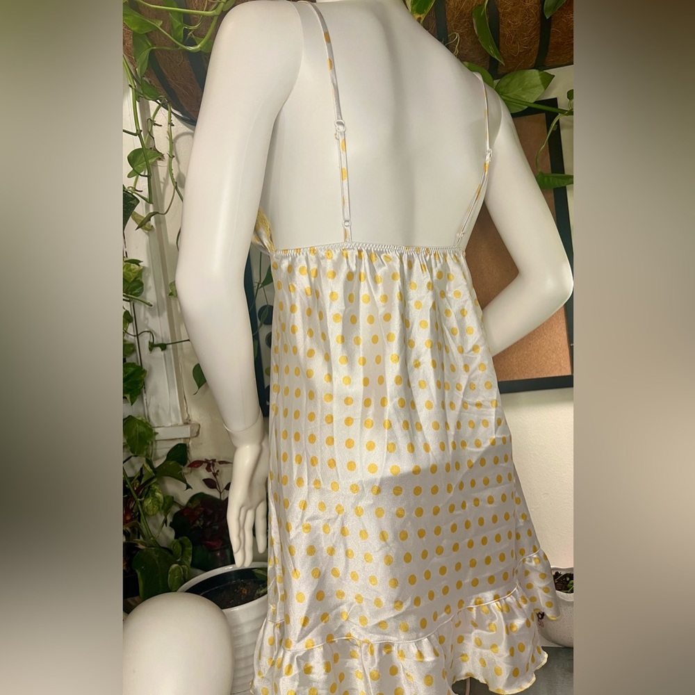 Victoria's Secret White and Yellow Polka Dot Chemise - Picture 3 of 3